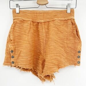 Free People FP Movement Textured Distressed Button Detail Lounge Shorts Size XS‎
